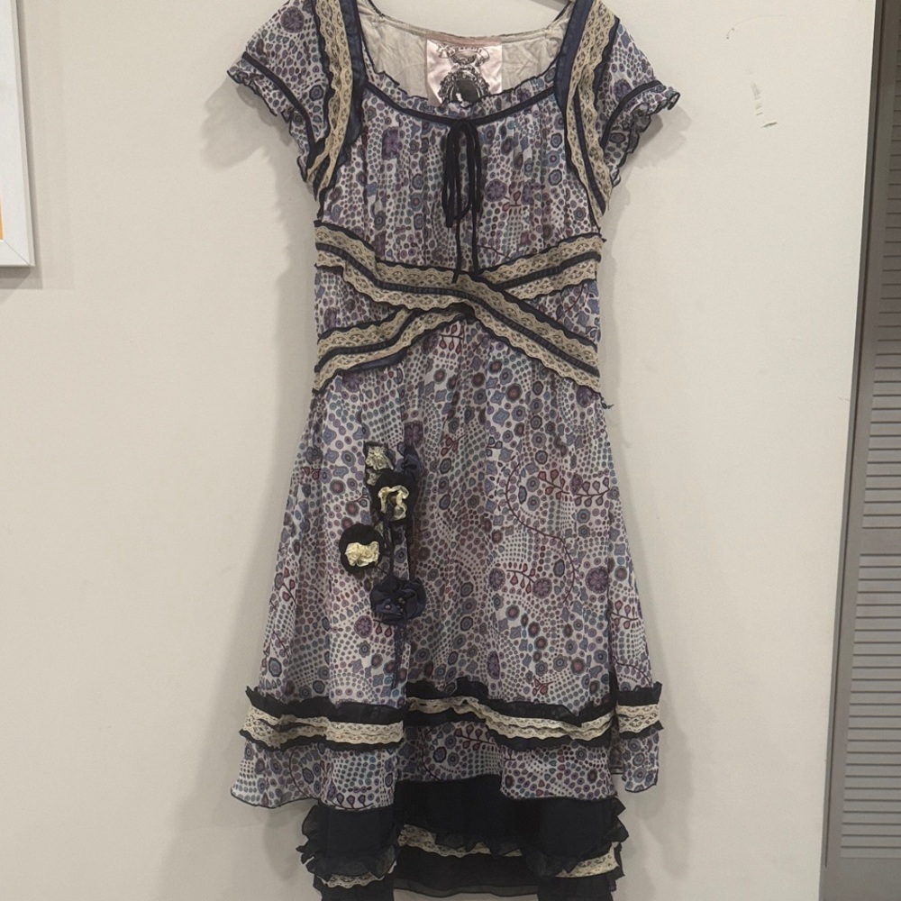 Sugarlips Asymmetrical Dress in Purple and Cream